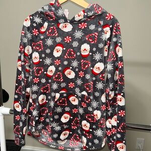 No Boundaries Gray Santa Print Hoodie